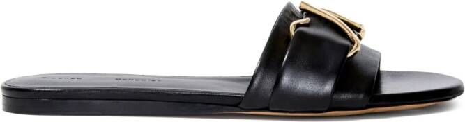 Proenza Schouler Leren slippers met monogram Zwart