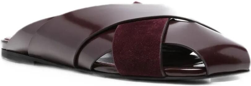 Proenza Schouler Slant cross slides in brushed calf and calf suede Rood