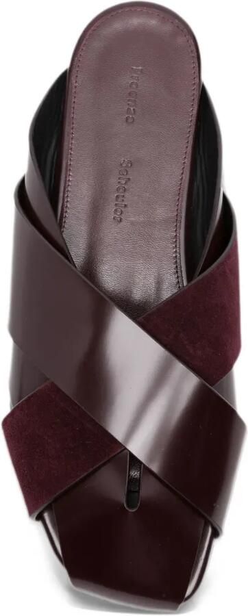 Proenza Schouler Slant cross slides in brushed calf and calf suede Rood - Foto 2