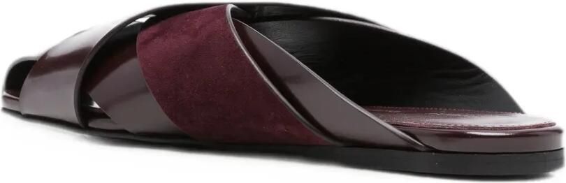 Proenza Schouler Slant cross slides in brushed calf and calf suede Rood - Foto 3