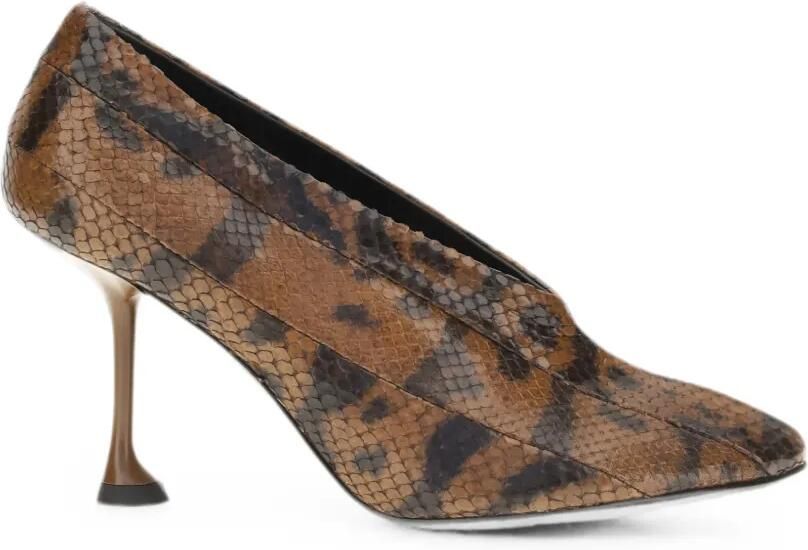 Proenza Schouler Tee leren pumps met slangen-effect Bruin