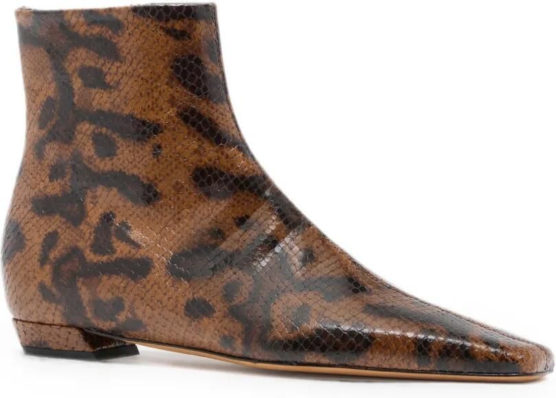 Proenza Schouler Trap platte enkellaarzen met python-reliëf Bruin