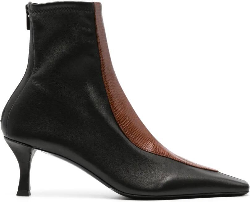 Proenza Schouler Trap Stretch ankle boots in embossed-lizard combo Zwart