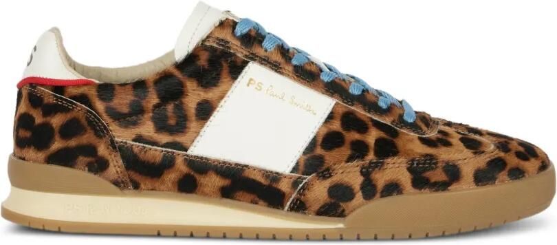 PS Paul Smith Dover gestreepte sneakers met luipaardprint Bruin - Foto 5