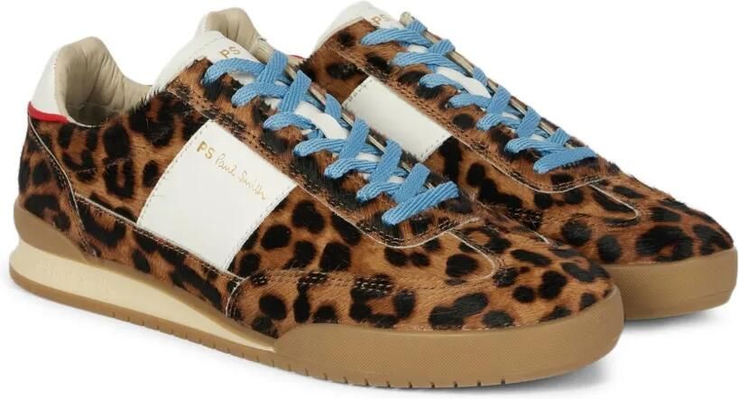 PS Paul Smith Dover gestreepte sneakers met luipaardprint Bruin - Foto 4