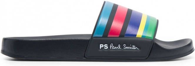 PS Paul Smith Gestreepte slippers Blauw