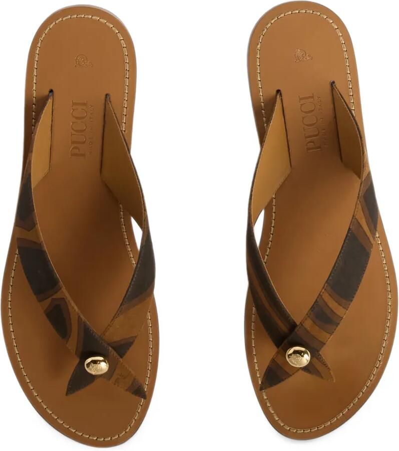 PUCCI suede Labirinto-print flip-flops Bruin - Foto 3