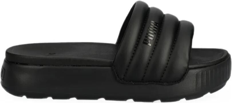 PUMA Karmen Puffy gewatteerde slippers met logo-plakkaat Zwart