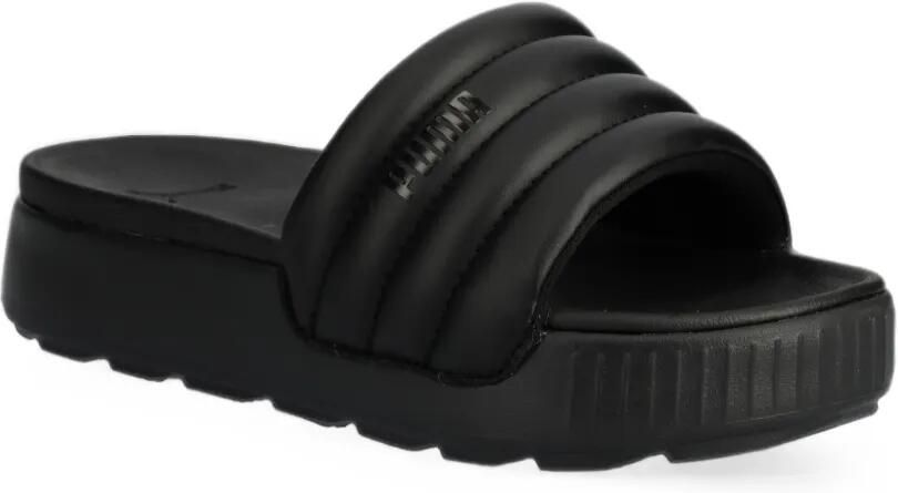 PUMA Karmen Puffy gewatteerde slippers met logo-plakkaat Zwart - Foto 3