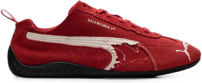 PUMA x Balenciaga Speedcat gerafelde suède sneakers Rood
