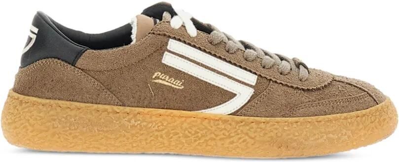 Puraai 1.01 Vintage harige microsuède sneakers Bruin