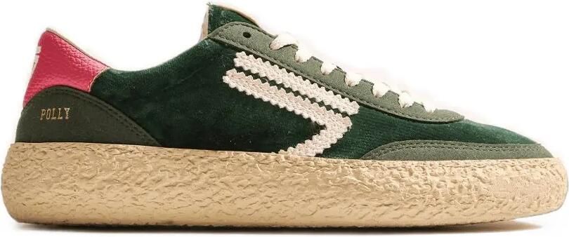 Puraai Fluwelen sneakers met vlakken Groen