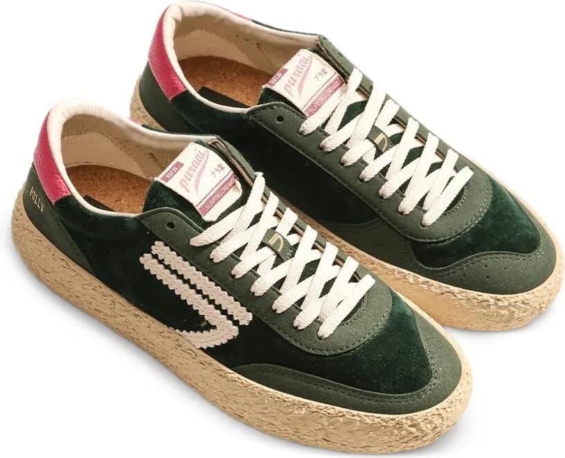 Puraai Fluwelen sneakers met vlakken Groen - Foto 3