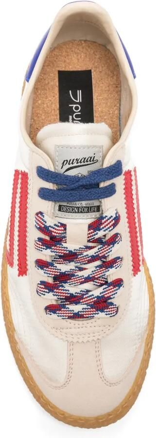 Puraai Gaeta sneakers met gestreept detail Beige - Foto 4