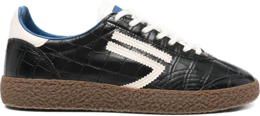 Puraai Gestreepte sneakers met krokodillen-reliëf Zwart