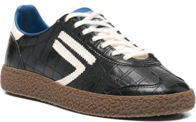 Puraai Gestreepte sneakers met krokodillen-reliëf Zwart - Foto 2