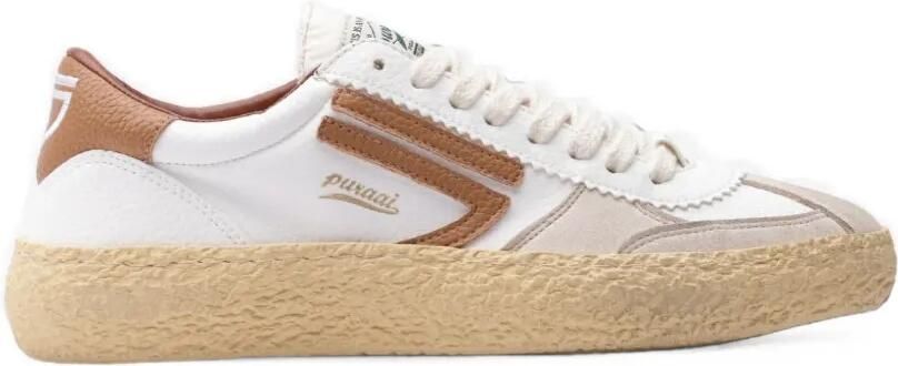 Puraai Leren sneakers met vlakken Wit