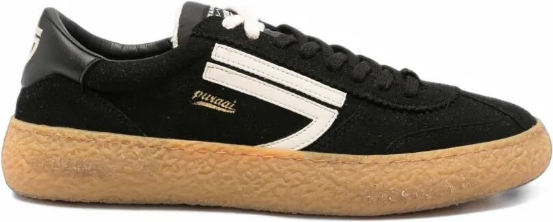 Puraai logo-patch low-top sneakers Zwart