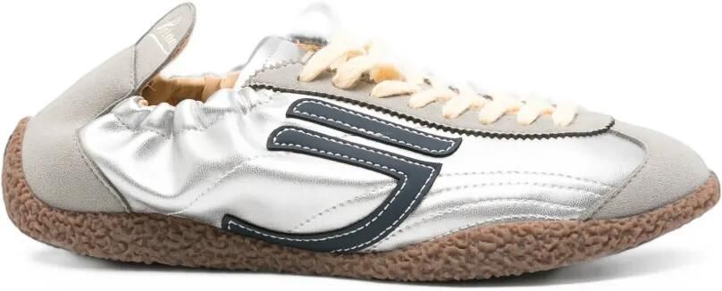 Puraai logo-patch metallic sneakers Zilver