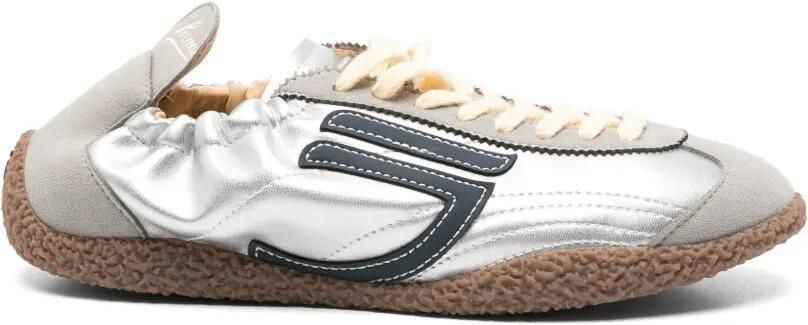 Puraai logo-patch metallic sneakers Zilver