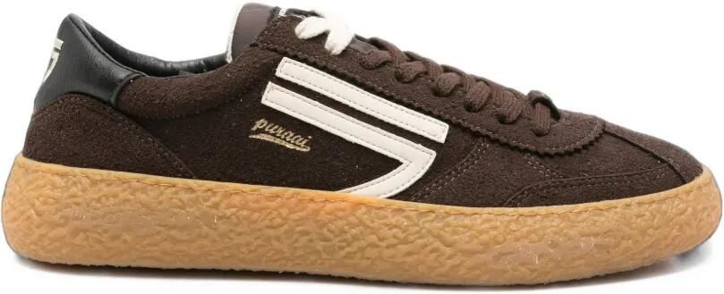 Puraai logo-patch suede sneakers Bruin