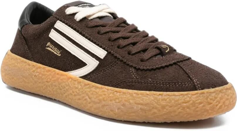 Puraai logo-patch suede sneakers Bruin - Foto 3