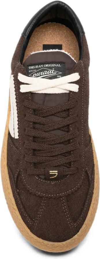 Puraai logo-patch suede sneakers Bruin - Foto 4