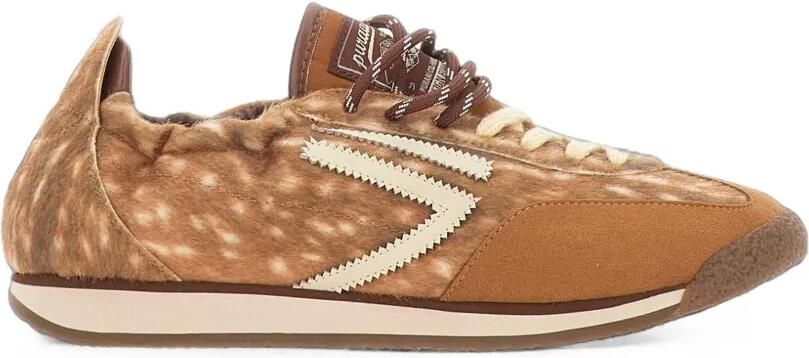 Puraai Panther low-top sneakers met dierenprint Bruin