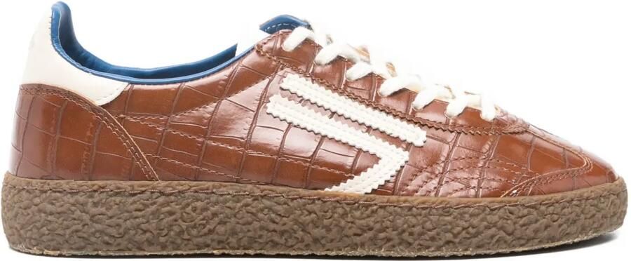 Puraai Pecan sneakers met krokodillen-reliëf Bruin