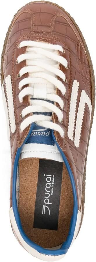 Puraai Pecan sneakers met krokodillen-reliëf Bruin - Foto 4