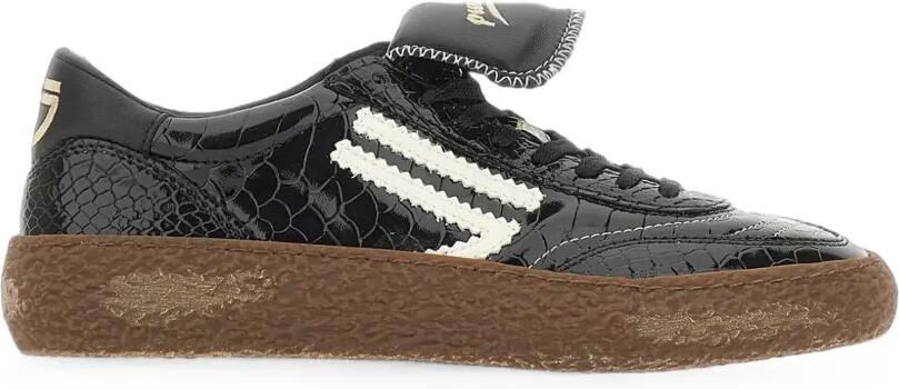 Puraai Polly Tab sneakers met krokodillen-reliëf Zwart
