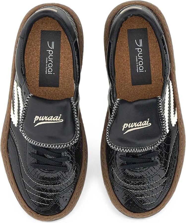 Puraai Polly Tab sneakers met krokodillen-reliëf Zwart - Foto 2