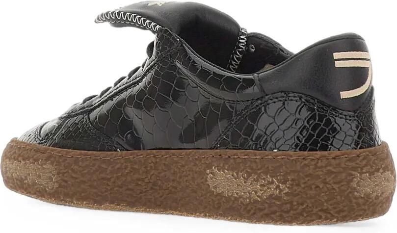 Puraai Polly Tab sneakers met krokodillen-reliëf Zwart - Foto 4