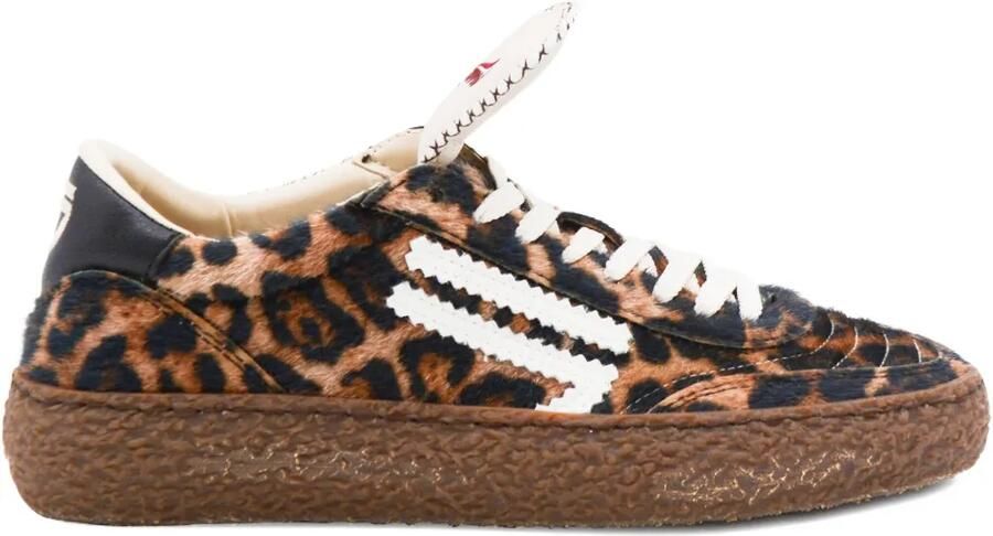 Puraai Polly Tab sneakers met luipaardprint Bruin