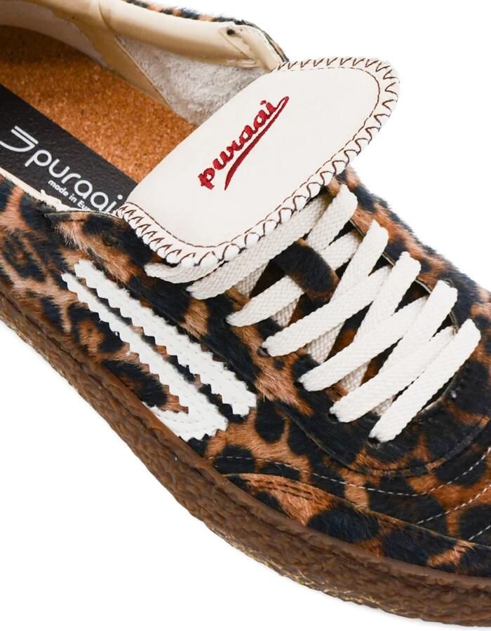 Puraai Polly Tab sneakers met luipaardprint Bruin - Foto 2