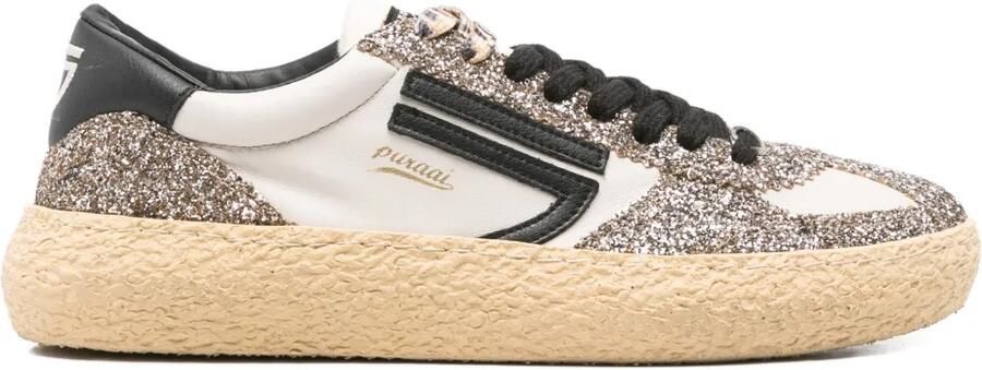 Puraai Sneakers met glitter vlak Wit