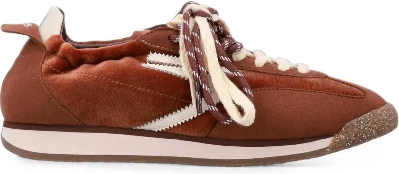 Puraai velvet-effect lace-up sneakers Bruin