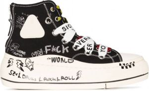 R13 Double Grommet Kurt sneakers met plateauzool Zwart