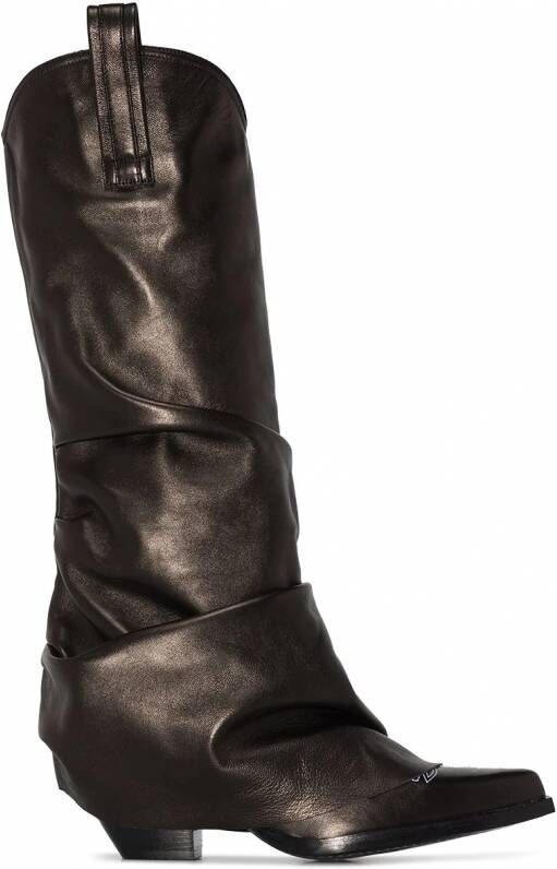 R13 Leren knielaarzen Zwart