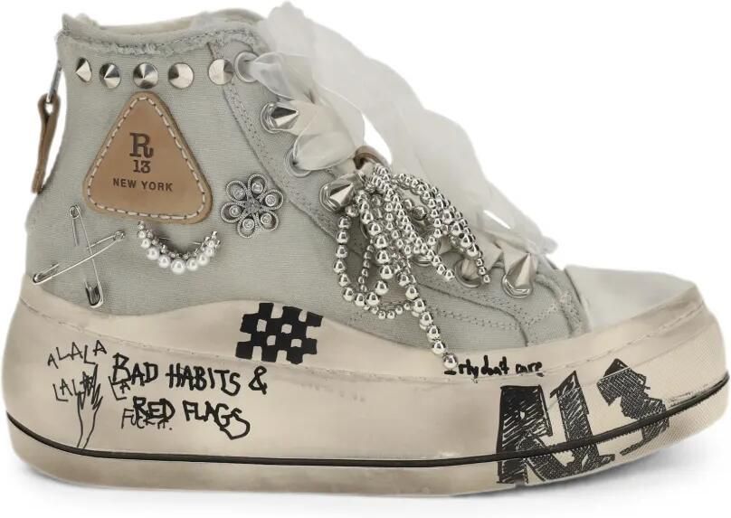 R13 Gerafelde sneakers met verfraaiing Blauw