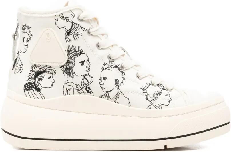 R13 Kurt illustration high-top sneakers Wit