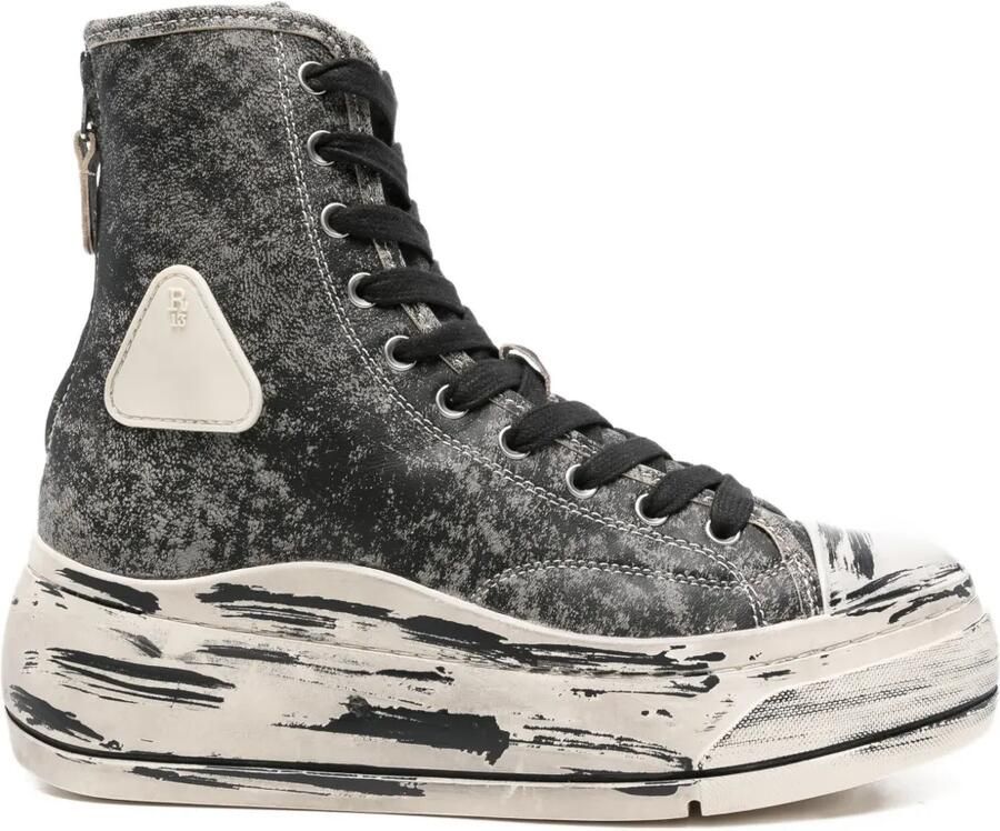 R13 Kurt sneakers met gerafeld effect en rits Zwart