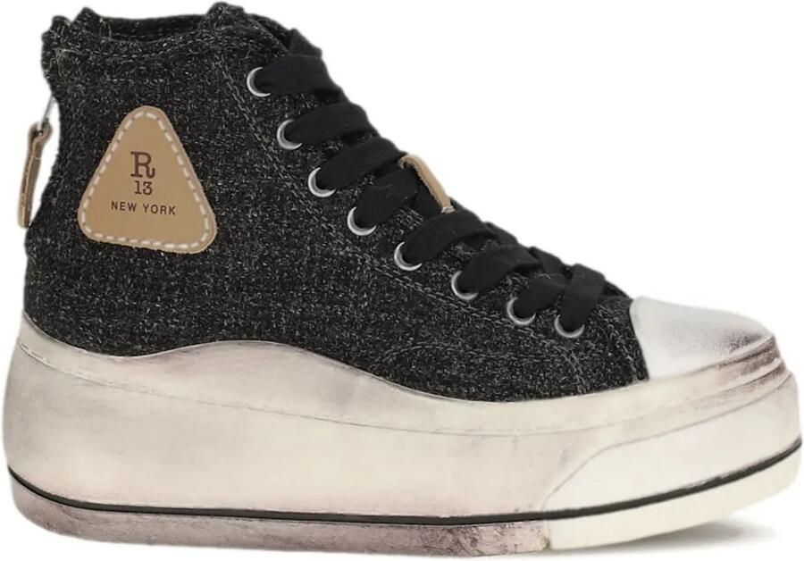 R13 Sneakers met plateauzool en rits Zwart