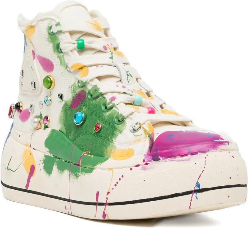 R13 Sneakers verfraaid met studs en verfspatten Beige - Foto 2