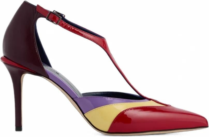 Rabanne Pumps van veelkleurig lakleer met enkeldetails Rood