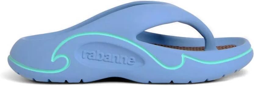 Rabanne Teenslippers met logo-reliëf en teenbandje Blauw