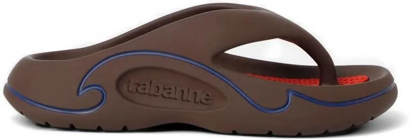 Rabanne Teenslippers met logo-reliëf en teenbandje Bruin
