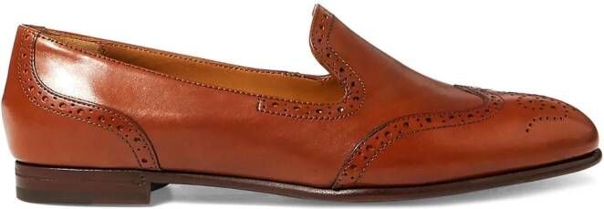 Ralph Lauren Collection Quincy loafers met geperforeerd detail Bruin