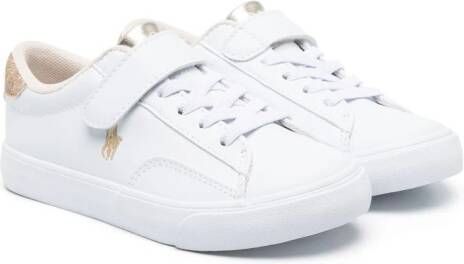 Ralph Lauren Kids Polo Pony sneakers met glitters Wit