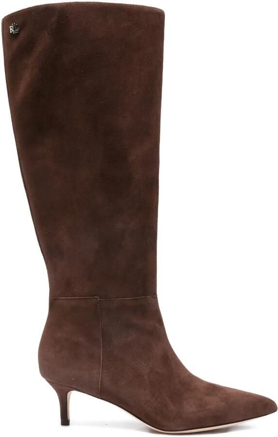 Lauren Ralph Lauren 60 mm suède laarzen met puntinge neus Bruin